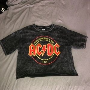 AC/DC Gray Graphic tee crop top